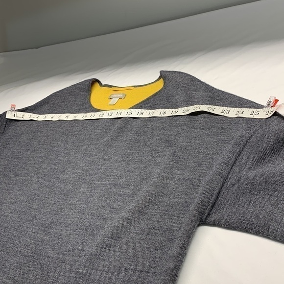 nordstrom Long Open Front Wool Cardigan Grey/Mustard OSFM - Picture 5 of 6